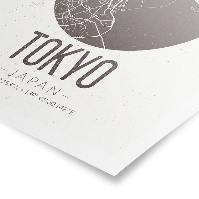 Poster - Stadtplan Tokyo - Retro - Hochformat 3:4