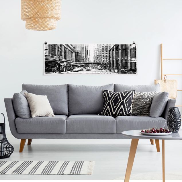 Poster - NYC Urban schwarz-weiß - Panorama Querformat
