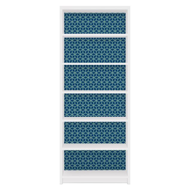 Möbelfolie für IKEA Billy Regal - Klebefolie Würfelmuster blau