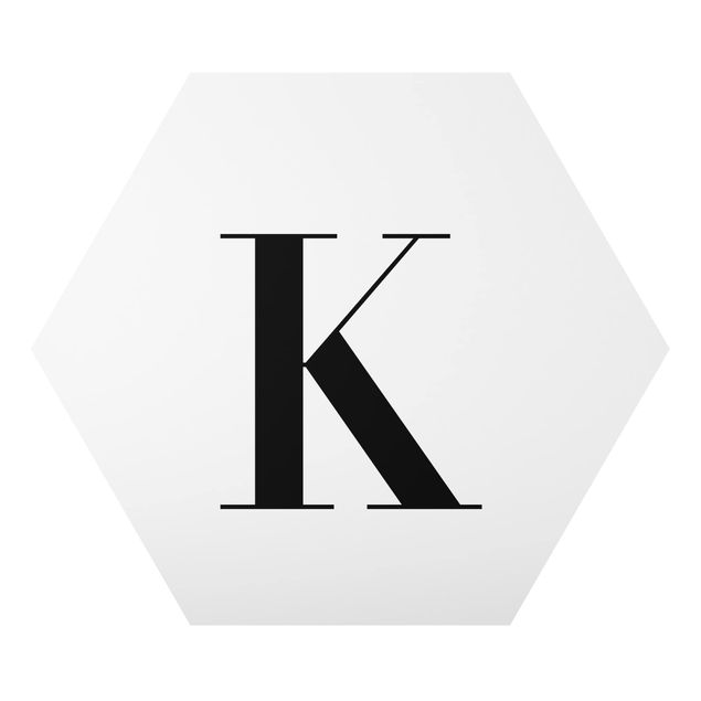 Hexagon Bild Alu-Dibond - Buchstabe Serif Weiß K