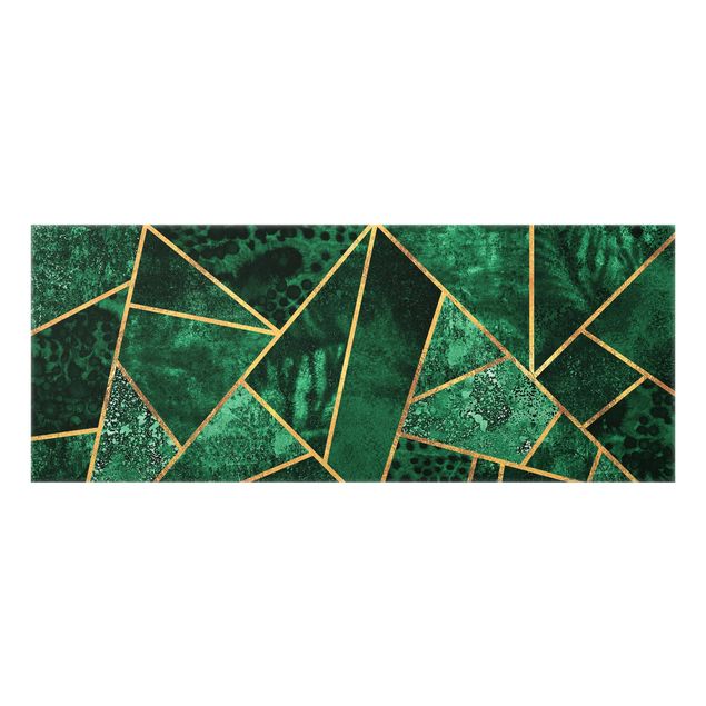 Spritzschutz Glas - Dunkler Smaragd mit Gold - Panorama - 5:2