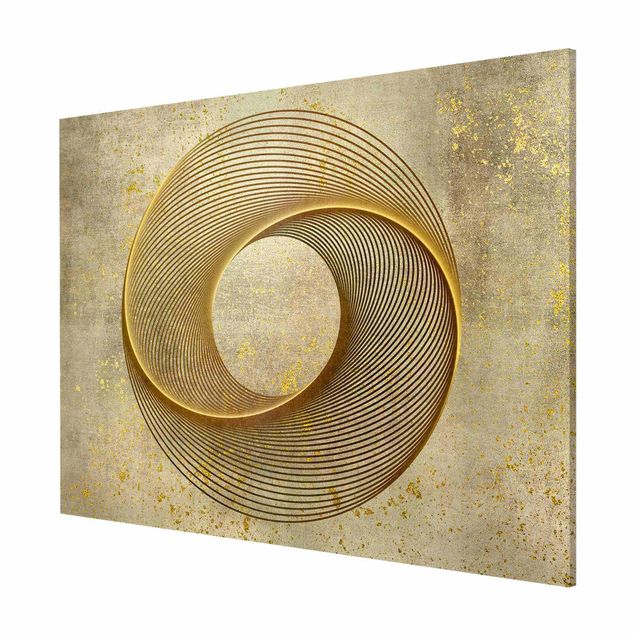Magnettafel - Line Art Kreisspirale Gold - Memoboard Querformat 3:4