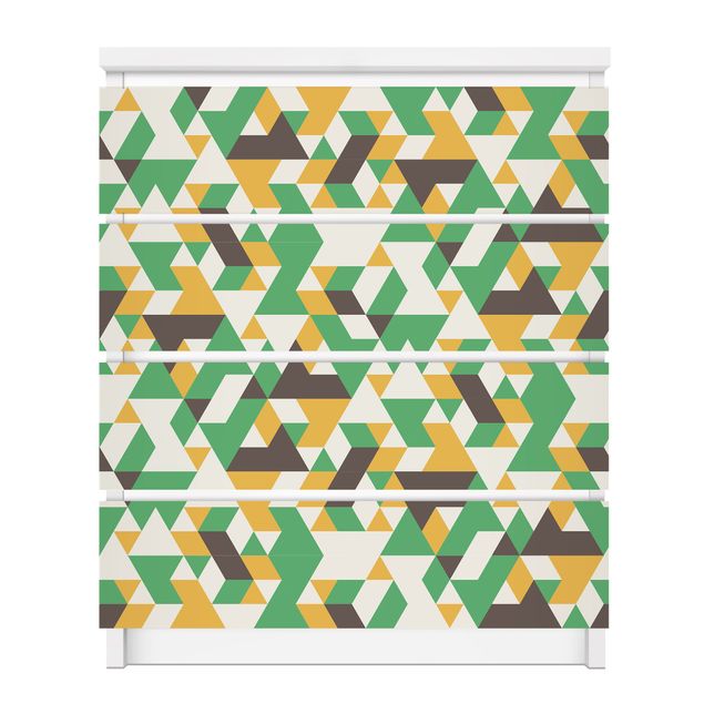Möbelfolie für IKEA Malm Kommode - selbstklebende Folie No.RY34 Green Triangles