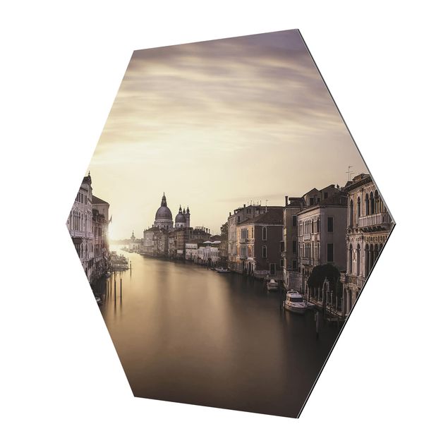 Hexagon Bild Alu-Dibond - Abendstimmung in Venedig