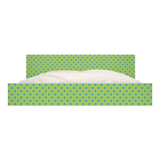 Möbelfolie für IKEA Malm Bett niedrig 180x200cm - Klebefolie No.DS92 Punktdesign Girly Grün