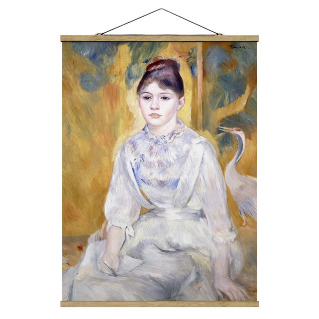 Stoffbild mit Posterleisten - Auguste Renoir - Junges Mädchen mit Schwan - Hochformat 3:4