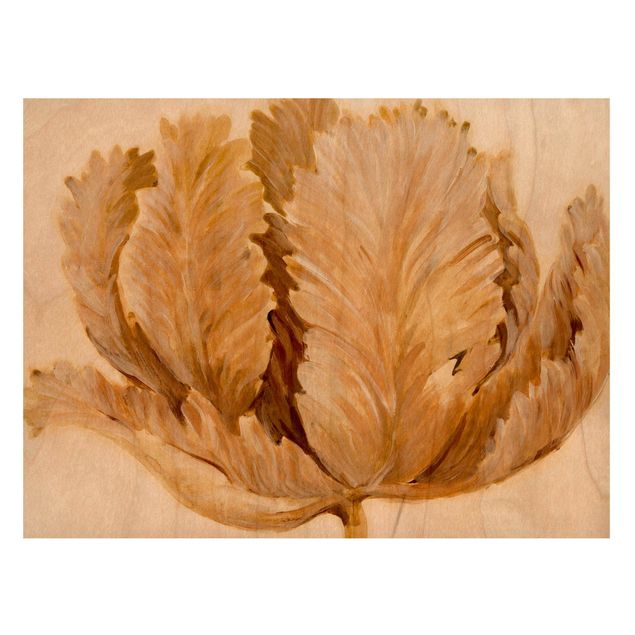 Magnettafel - Sepia Tulpe auf Holz II - Memoboard Querformat 3:4