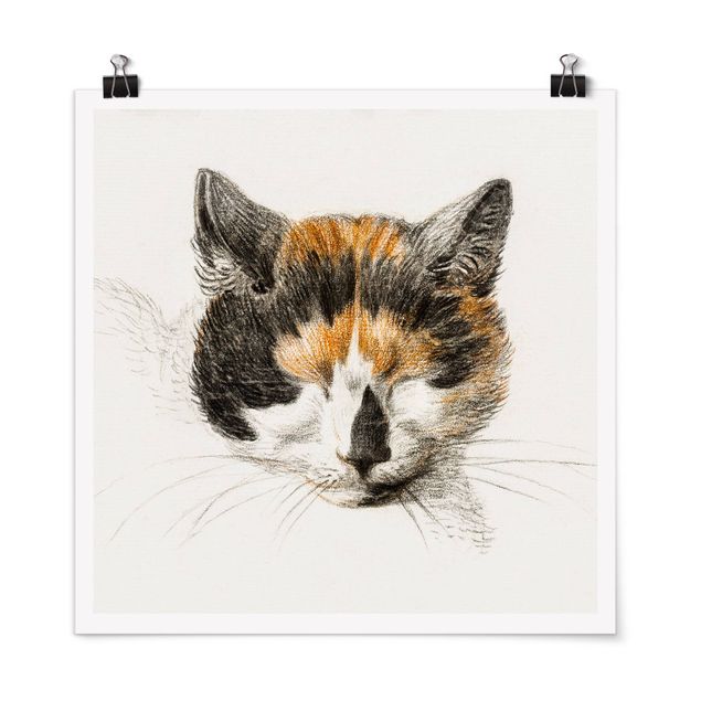 Poster - Vintage Zeichnung Katze IV - Quadrat 1:1