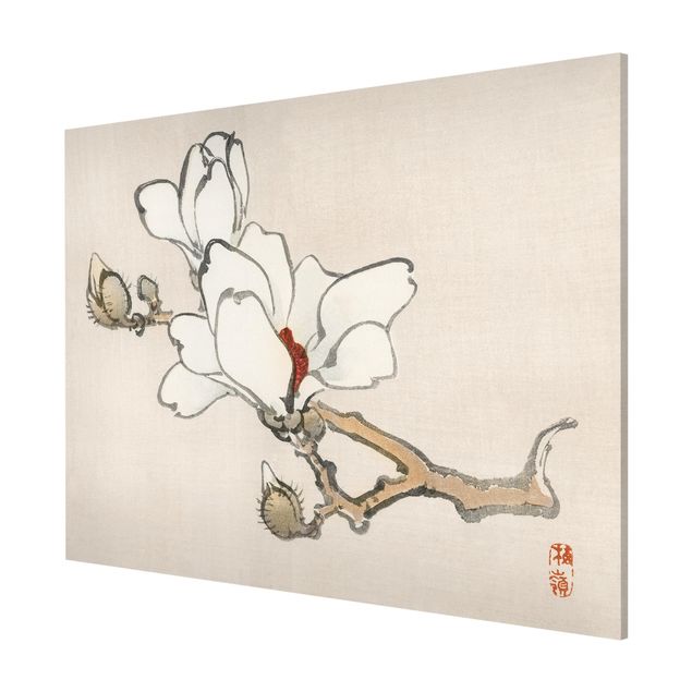 Magnettafel - Asiatische Vintage Zeichnung Weiße Magnolie - Memoboard Querformat 3:4