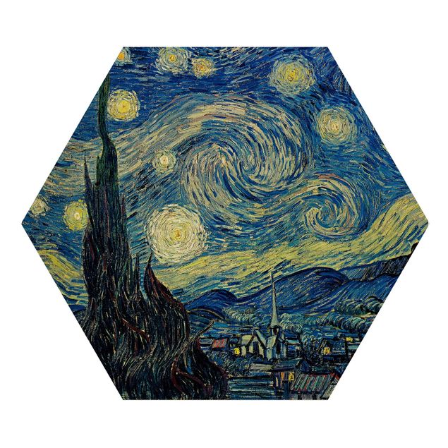 Hexagon Bild Holz - Vincent van Gogh - Sternennacht