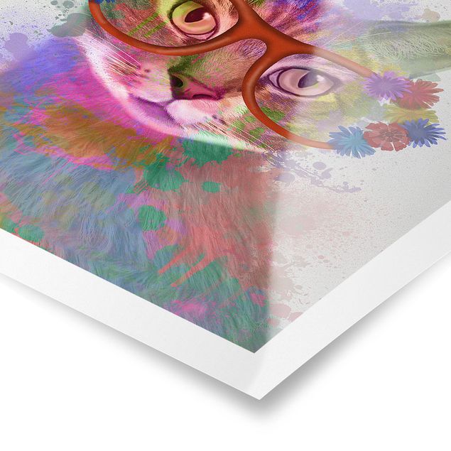 Poster - Regenbogen Splash Katze - Hochformat 3:2