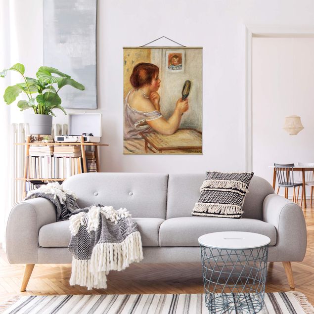 Stoffbild mit Posterleisten - Auguste Renoir - Gabrielle mit Spiegel - Hochformat 3:4