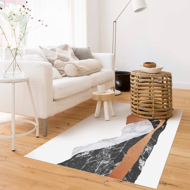 Teppich abstrakt Landschaft in Marmor und Kupfer