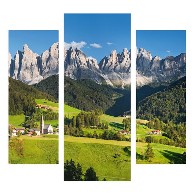 Leinwandbild 3-teilig - Geislerspitzen in Südtirol - Galerie Triptychon