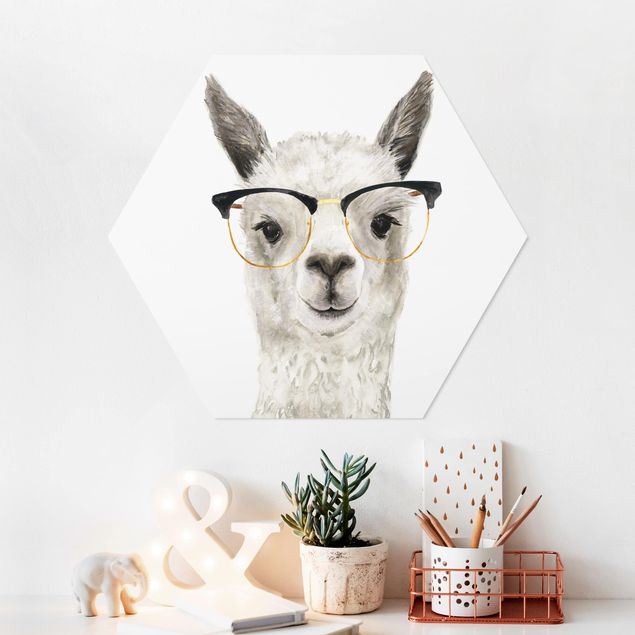 Hexagon Bild Forex - Hippes Lama mit Brille I