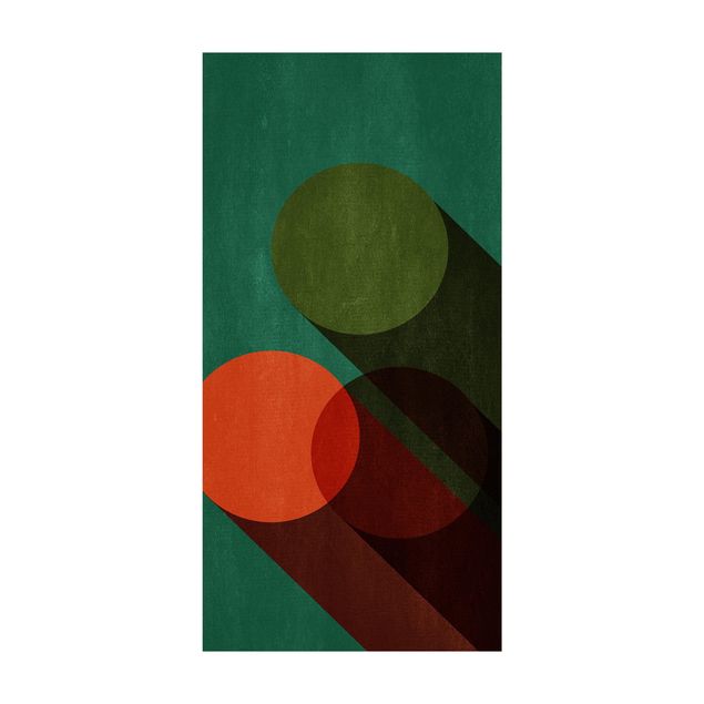 Grün Teppich Abstrakte Formen - Kreise in Grün und Rot