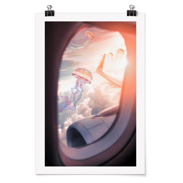 Poster - Jonas Loose - Flugzeug mit Quallen - Hochformat 3:2