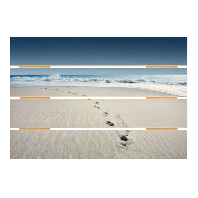 Holzbild - Spuren im Sand - Querformat 2:3
