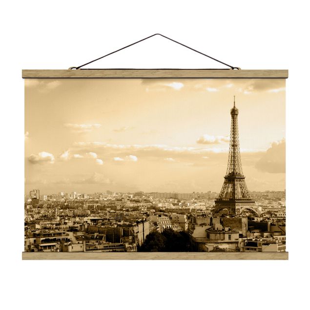 Stoffbild mit Posterleisten - I Love Paris - Querformat 3:2