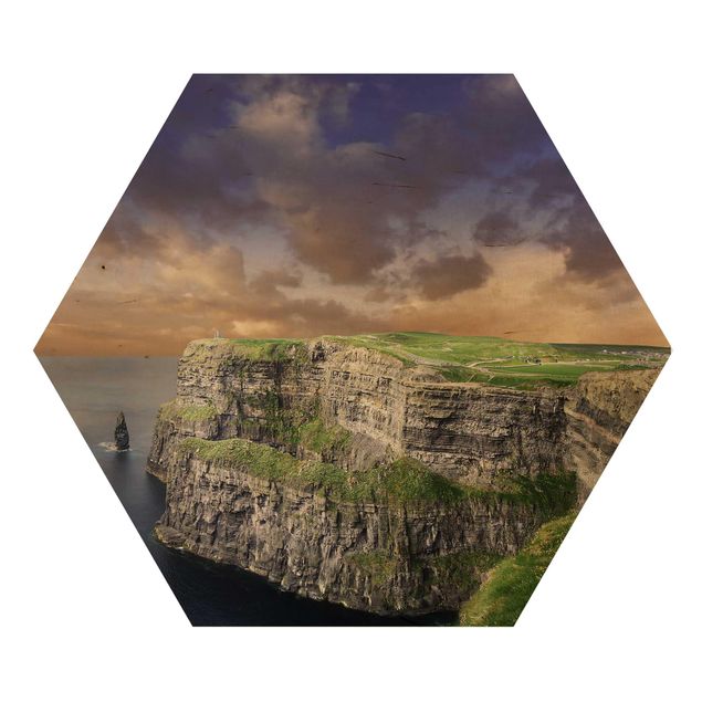 Hexagon Bild Holz - Cliffs Of Moher