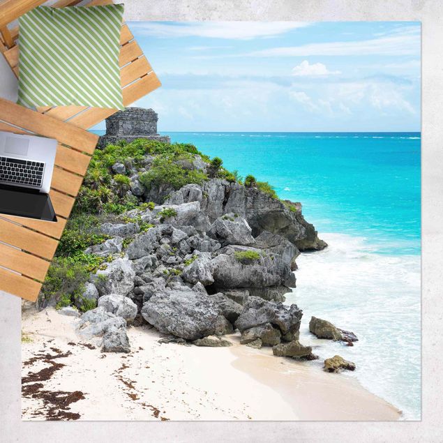 outdoor-teppich wetterfest Karibikküste Tulum Ruinen