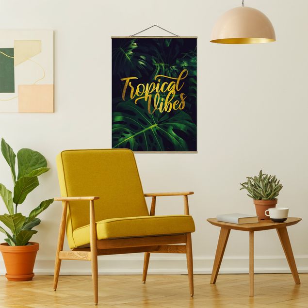 Stoffbild mit Posterleisten - Dschungel - Tropical Vibes - Hochformat 3:4