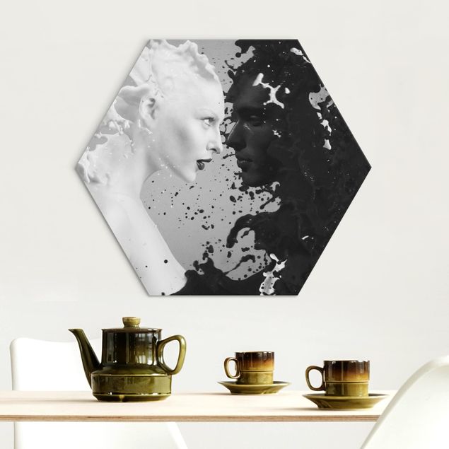 Hexagon Bild Alu-Dibond - Milk & Coffee II