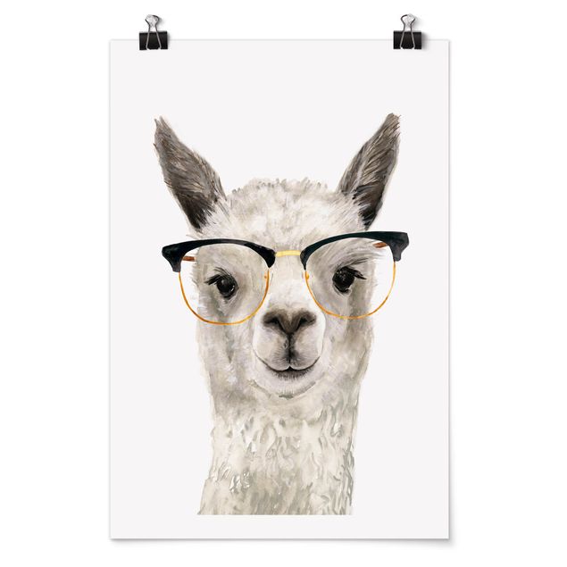 Poster - Hippes Lama mit Brille I - Hochformat 3:2