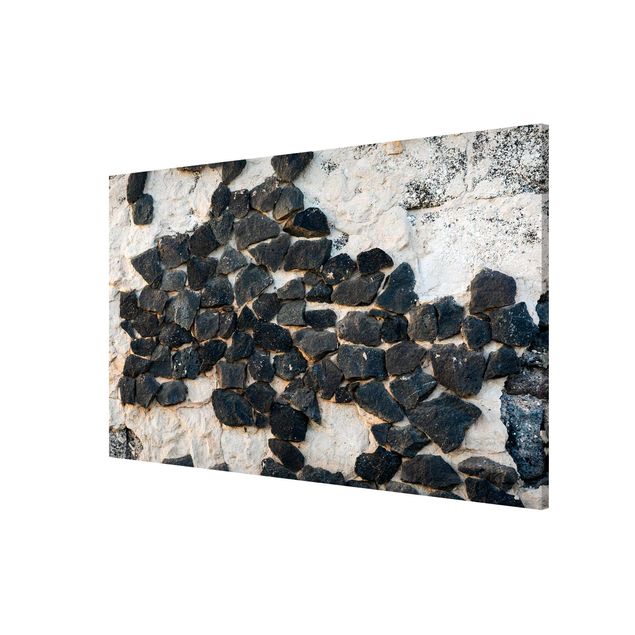 Magnettafel - Mauer mit Schwarzen Steinen - Memoboard Querformat 2:3