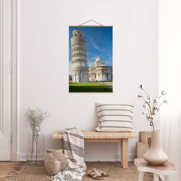 Stoffbild mit Posterleisten - Der schiefe Turm von Pisa - Hochformat 2:3