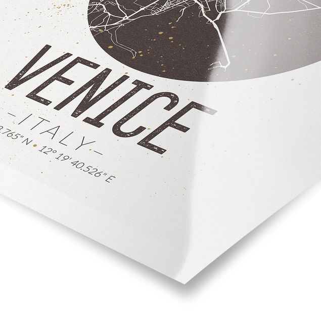 Poster - Stadtplan Venice - Retro - Hochformat 3:4