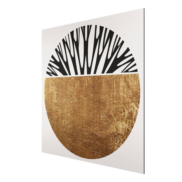 Aluminium Print - Abstrakte Formen - Goldener Kreis - Quadrat 1:1