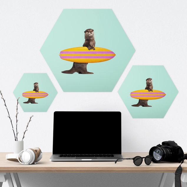 Hexagon Bild Forex - Jonas Loose - Otter mit Surfbrett