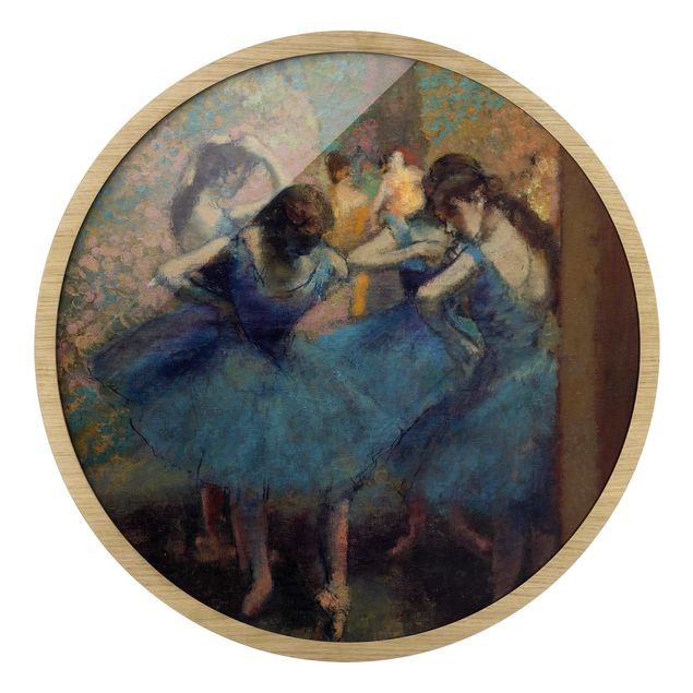 Rundes Gerahmtes Bild - Edgar Degas - Blaue Tänzerinnen