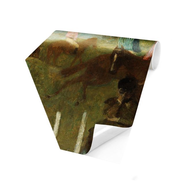Hexagon Mustertapete selbstklebend - Edgar Degas - Jockeys auf Rennbahn