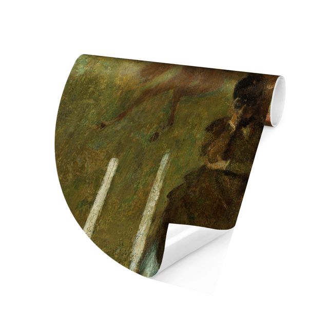 Runde Tapete selbstklebend - Edgar Degas - Jockeys auf Rennbahn