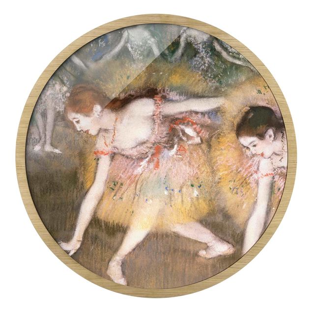 Rundes Gerahmtes Bild - Edgar Degas - Verbeugende Ballerinen