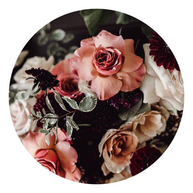 Runde Tapete selbstklebend - Edles Blumen Bouquet