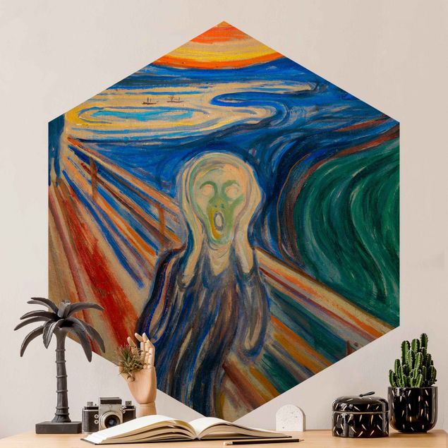 Hexagon Mustertapete selbstklebend - Edvard Munch - Der Schrei