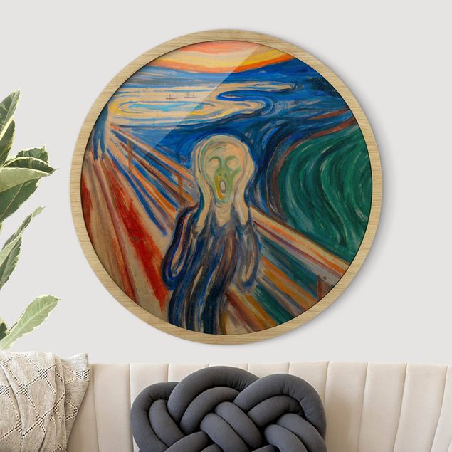 Runde gerahmte Bilder Edvard Munch - Der Schrei