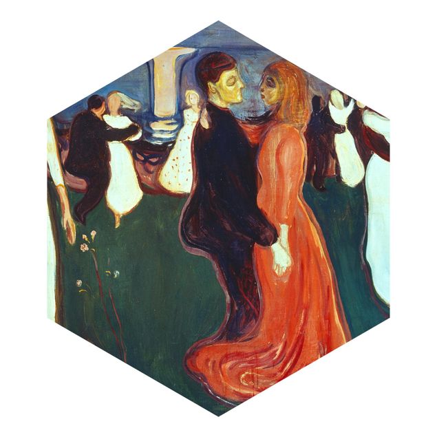 Hexagon Mustertapete selbstklebend - Edvard Munch - Der Tanz des Lebens
