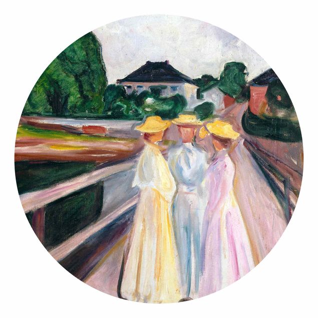 Runde Tapete selbstklebend - Edvard Munch - Drei Mädchen