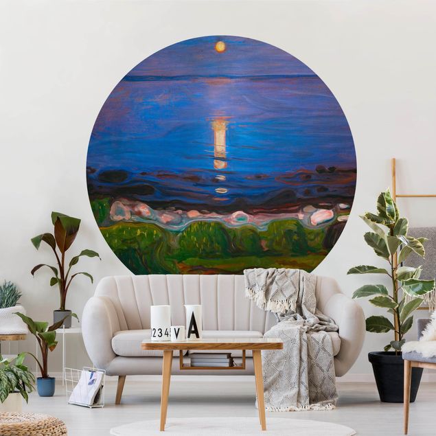 Runde Tapete selbstklebend - Edvard Munch - Sommernacht am Meeresstrand