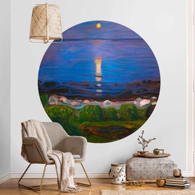 Runde Tapete selbstklebend - Edvard Munch - Sommernacht am Meeresstrand