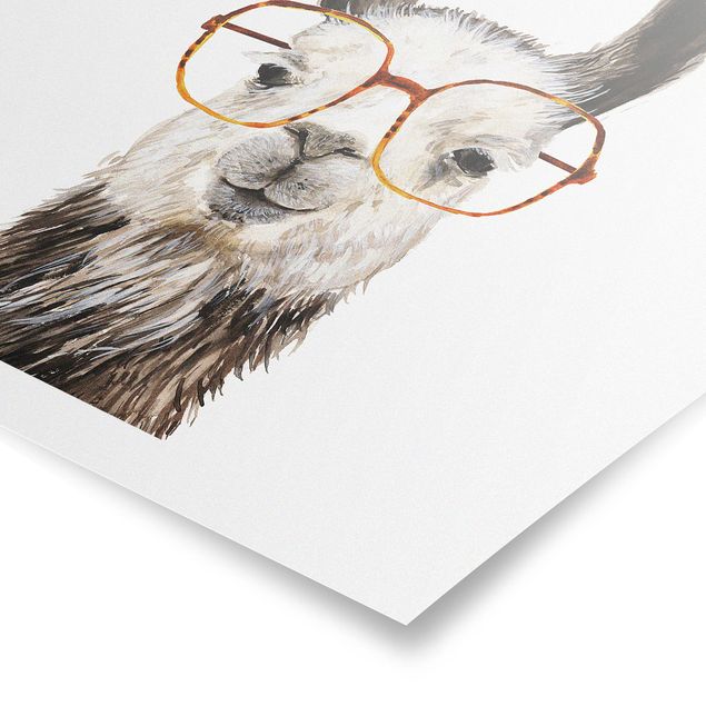 Poster - Hippes Lama mit Brille IV - Quadrat 1:1