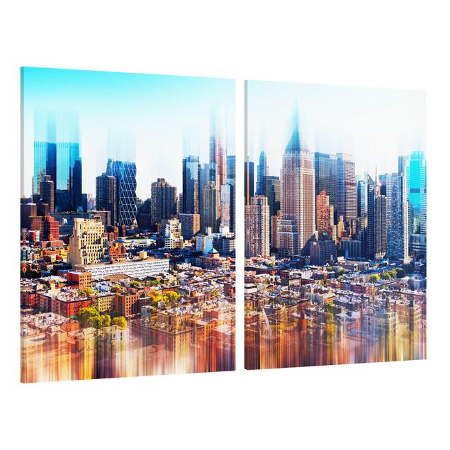 Leinwandbild 2-teilig - Manhattan Skyline Urban Stretch - Hoch 3:4