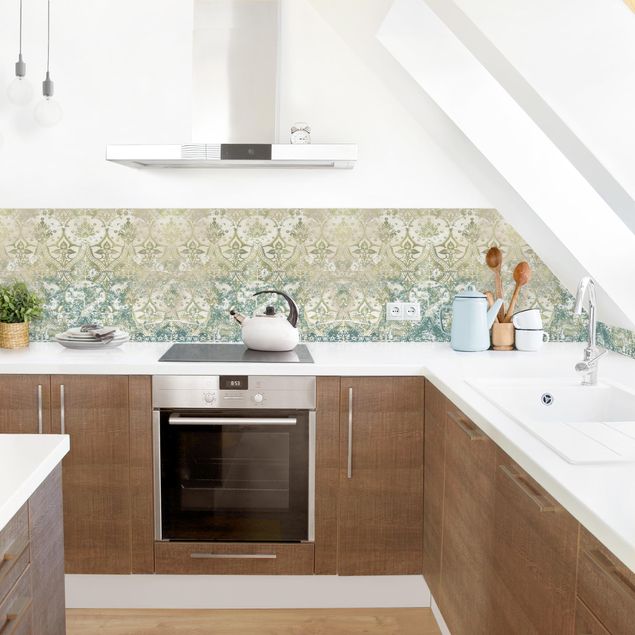 Küchenrückwand - Smaragdfarbener Barocktraum II