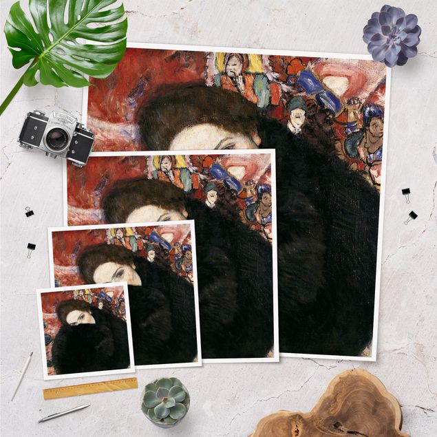 Poster - Gustav Klimt - Dame mit Muff - Quadrat 1:1