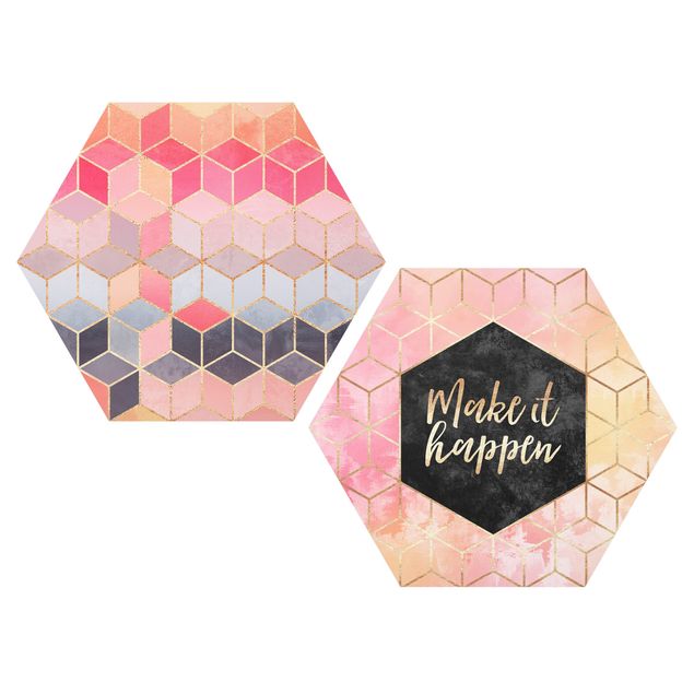 Hexagon Bild Forex 2-teilig - Elisabeth Fredriksson - Make It Happen Geometrie Set Pink