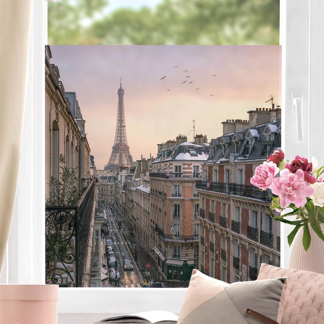 Fensterfolie - Sichtschutz - Eiffelturm bei Sonnenuntergang - Fensterbilder